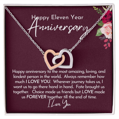 Happy 11th Anniversary Gift for Her, Necklace Gift for Eleventh Anniversary Gift for Wife