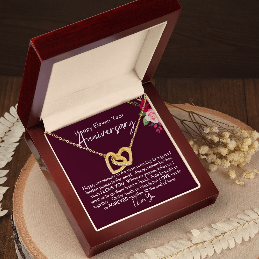 Happy 11th Anniversary Gift for Her, Necklace Gift for Eleventh Anniversary Gift for Wife