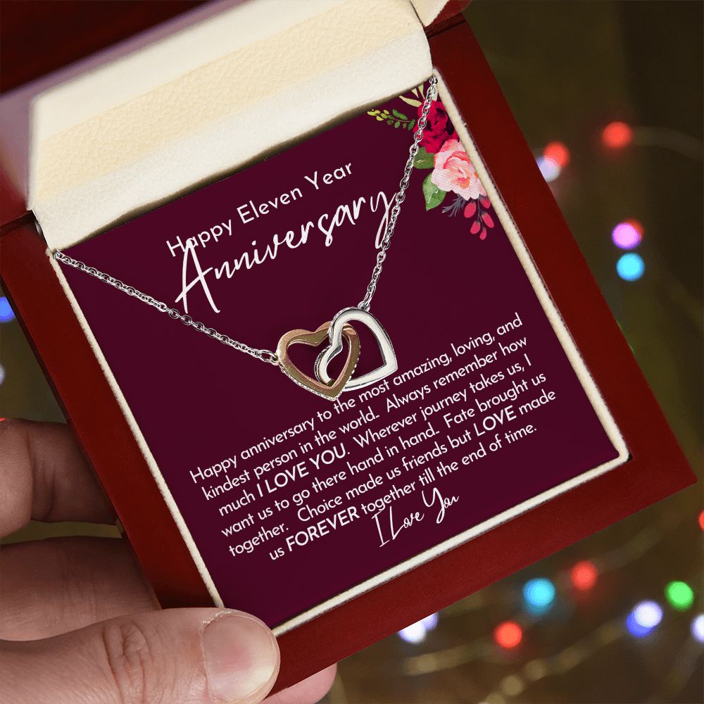 Happy 11th Anniversary Gift for Her, Necklace Gift for Eleventh Anniversary Gift for Wife