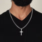 One Year Sober Gift for Man with Message Card, Cross Cuban Chain Cross Necklace for Men