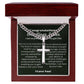 One Year Sober Gift for Man with Message Card, Cross Cuban Chain Cross Necklace for Men