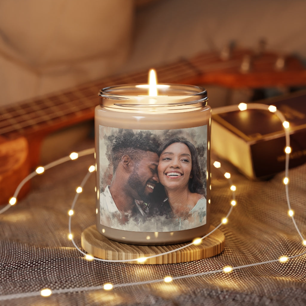 You Favorite Photograph recreated as a Portrait on Scented Candle, 9oz