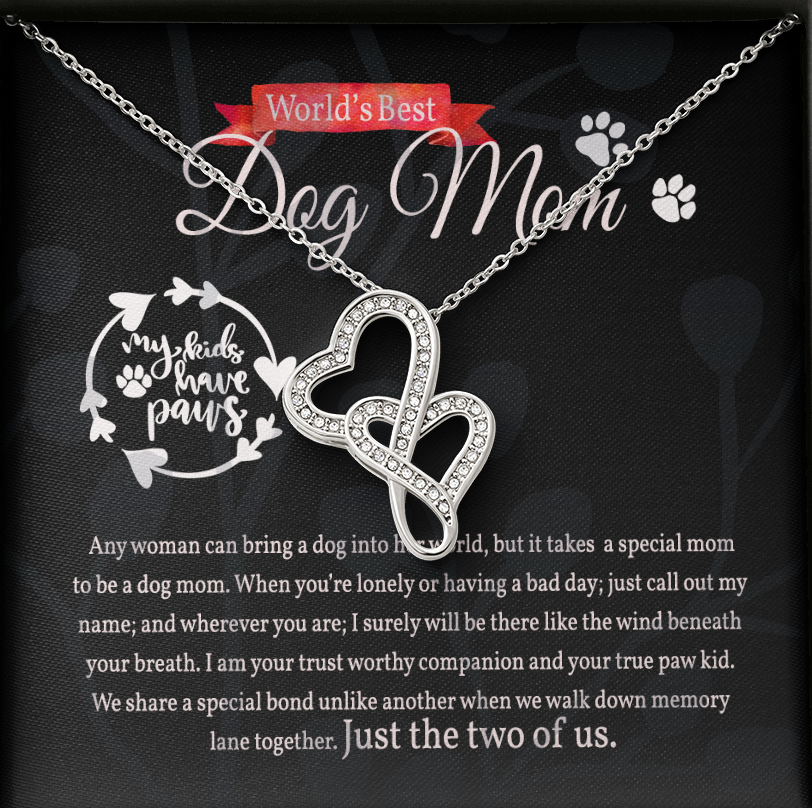 Double Hearts Pendant Necklace for World's Best Dog Mom