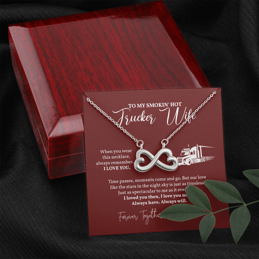 To My Smokin Hot Trucker Wife Necklace, Gift from Husband, Infinity Hearts Necklace