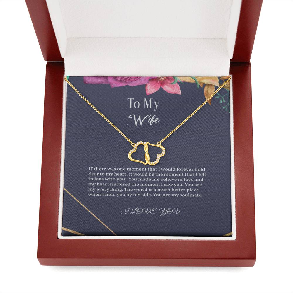 Gorgeous 10K Solid Gold Diamond Hearts Necklace for Wife