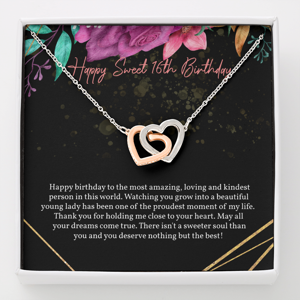 Interlocked Hearts Necklace for Happy Sweet 16th Birthday Gift