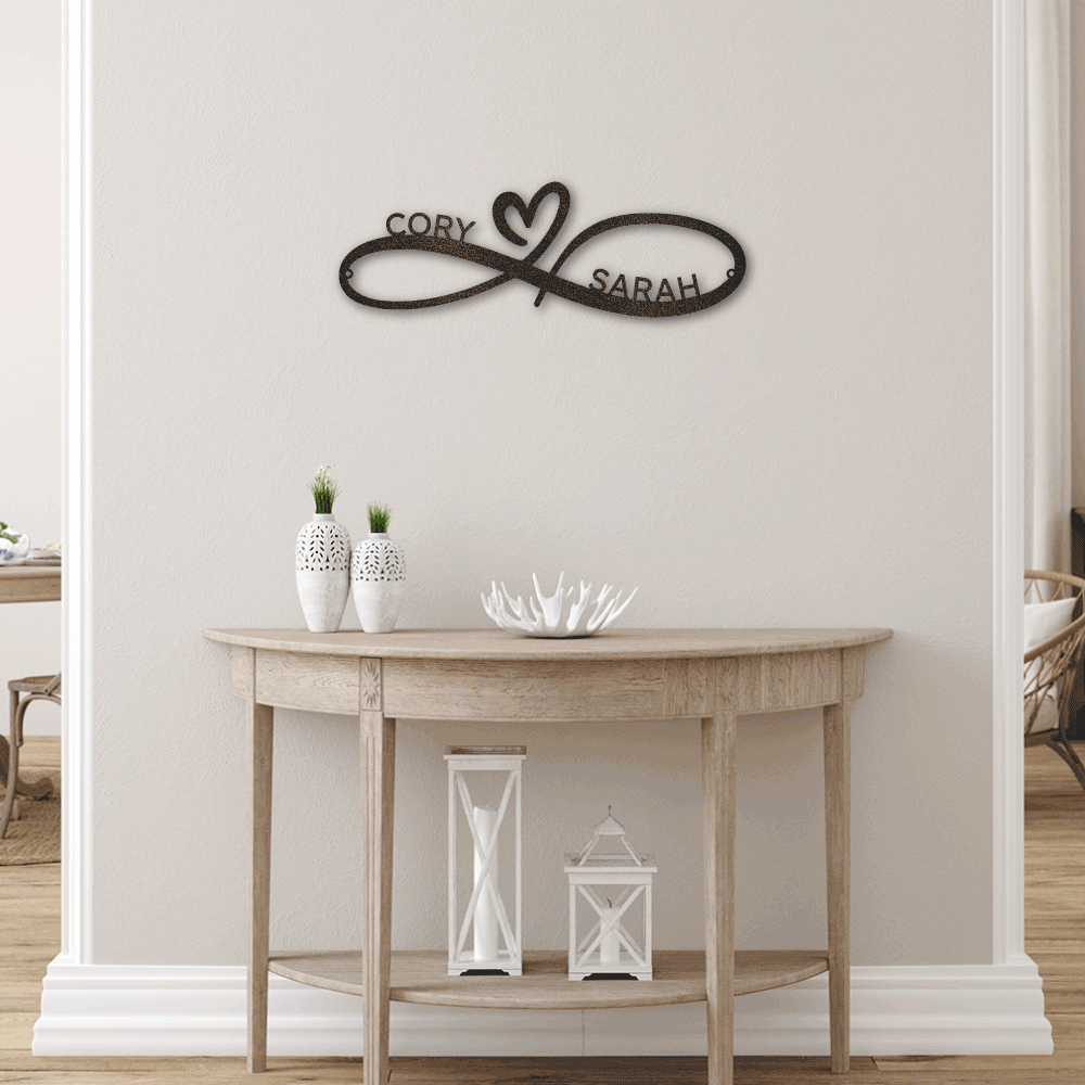 Personalized Infinity Name Metal Wall Art Décor - Perfect Valentine's