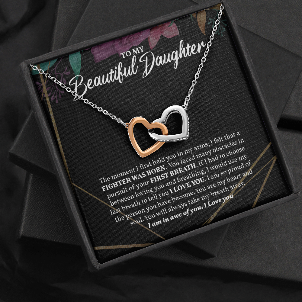 Stunning Interlocked Hearts Pendant Necklace Gift to My Beautiful Daughter