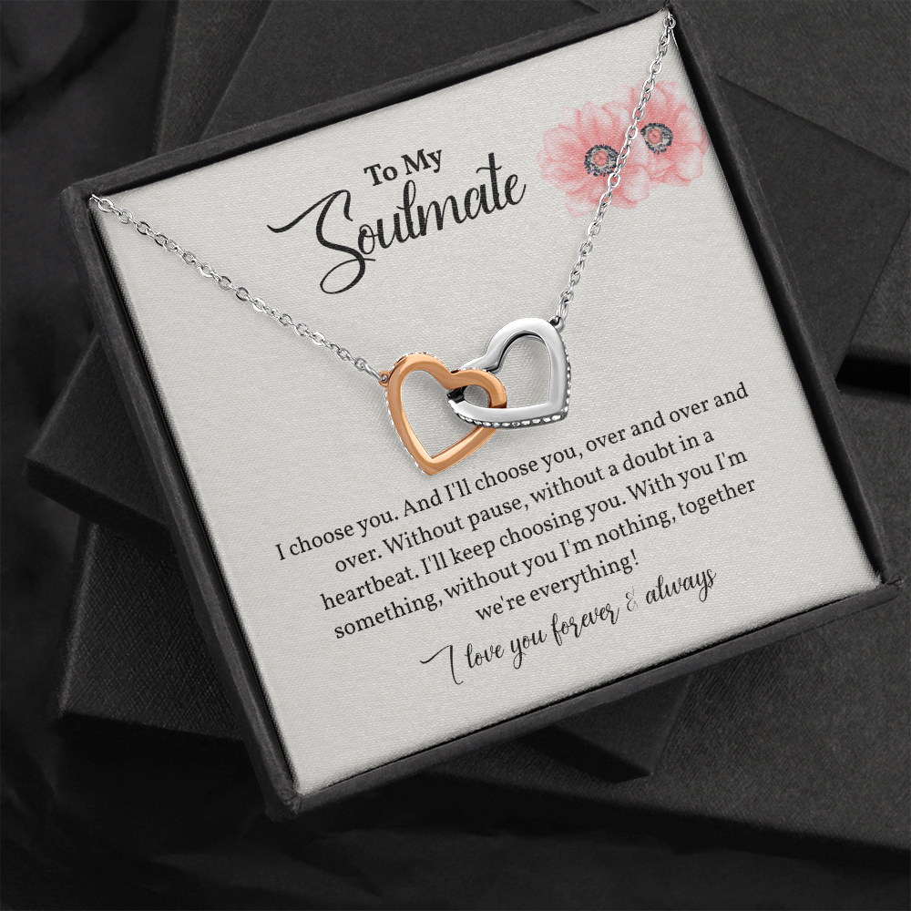 Interlocked Hearts Pendant Necklace Gift to My Soulmate