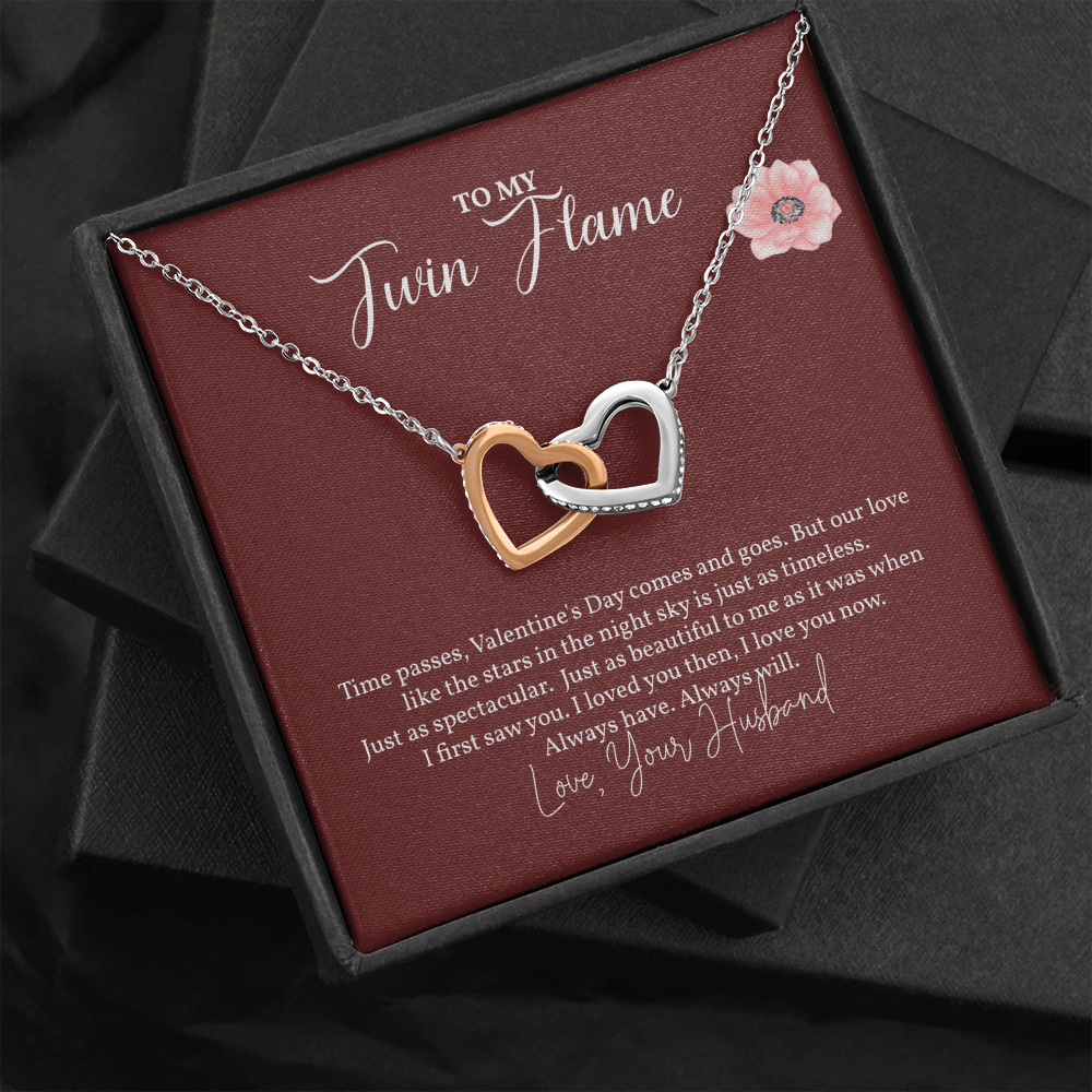 Interlocked Hearts Pendant Necklace To My Twin Flame - Valentine's Day
