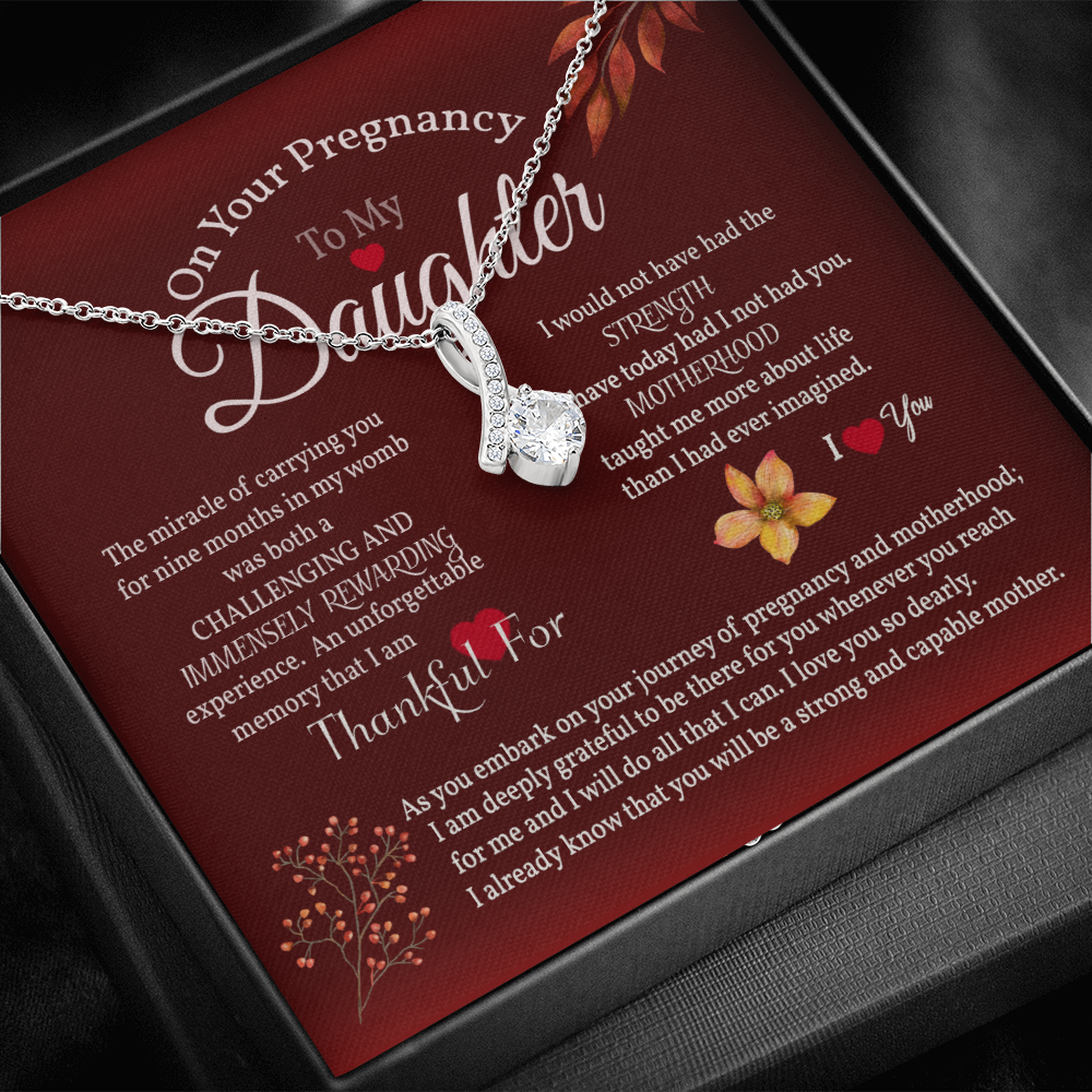 Daughter Pregnancy Necklace from mom - Petite Ribbon Pendant Necklace on Your Pregnancy to My Daughter