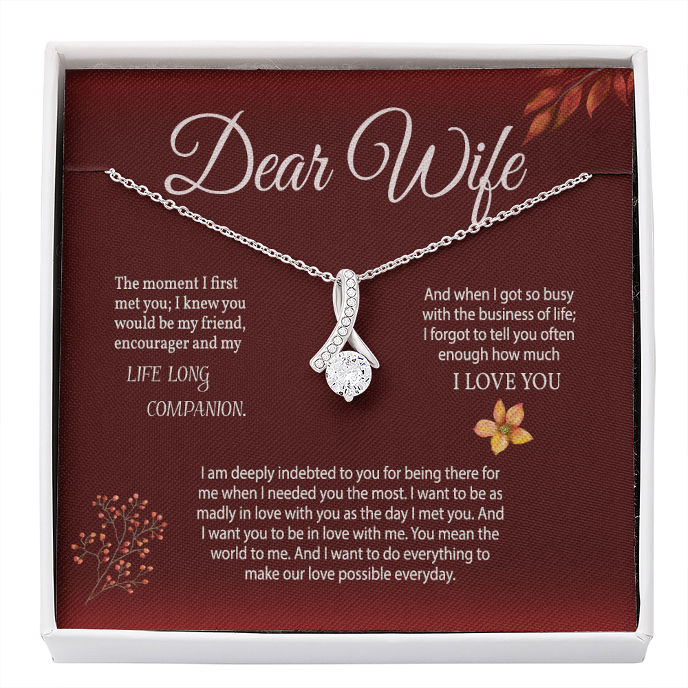Gift for Dear Wife from Husband.  Necklace Gift for Wife - Valentine's Day, Anniversary or Birthday Gift