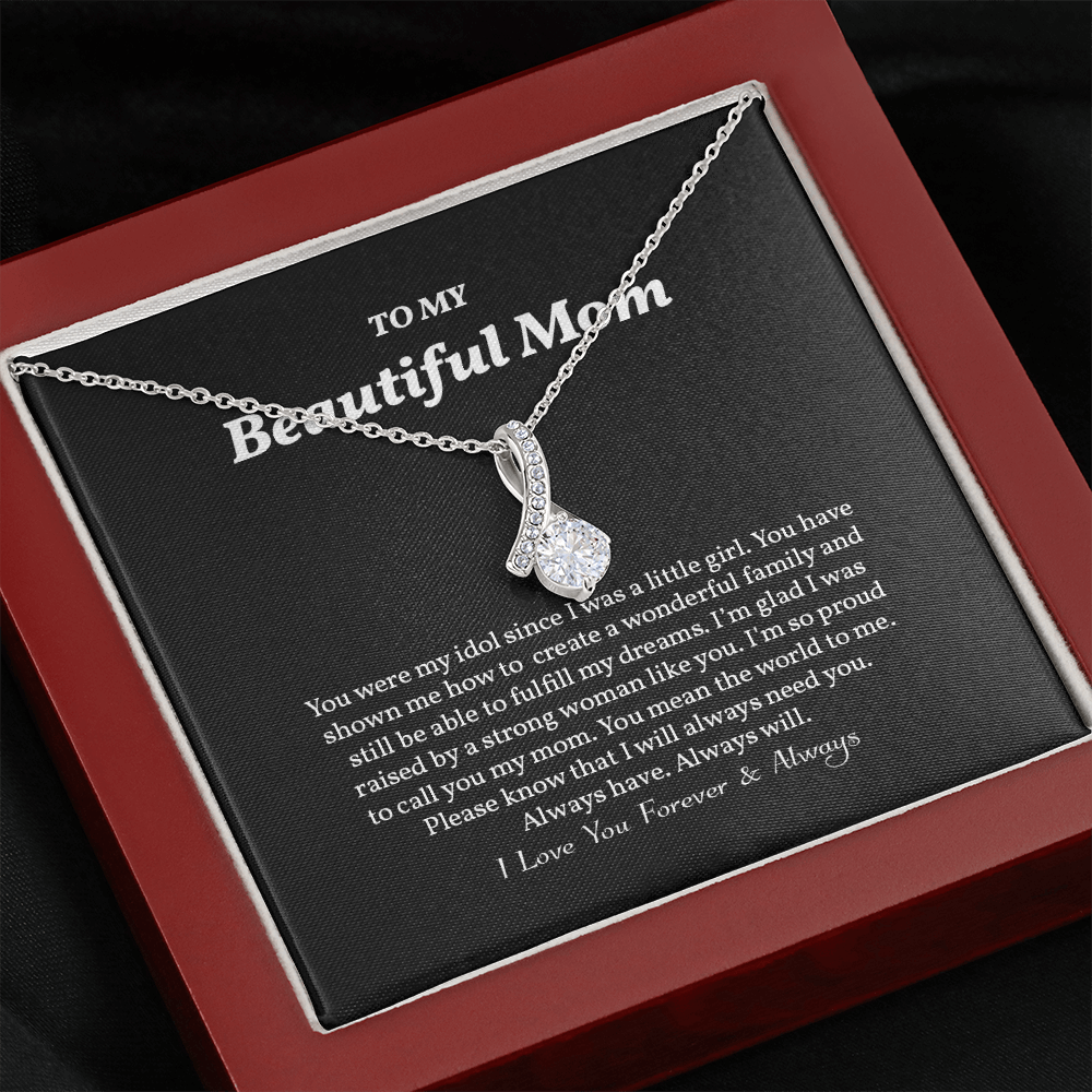To My Beautiful Mom Necklace, Alluring Beauty Necklace, Mom Gift
