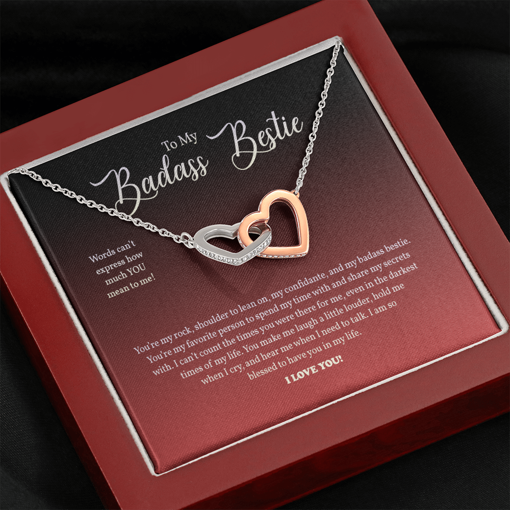 Gift For A Bestie Necklace, Interlocking Heart Necklace For Best Friend Birthday Card, BFF Gift For Best Friend Jewelry Bestie Christmas Gift, Bestie Valentine