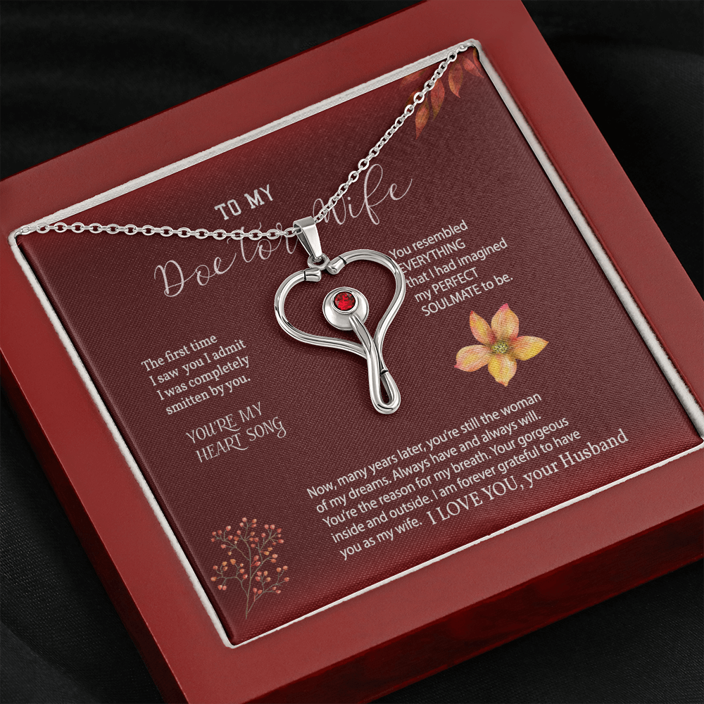 To My Doctor Wife Necklace, Gift from Doctor Husband - Version 2 - Stethoscope Necklace