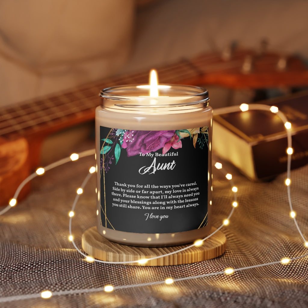 To My Beautiful Aunt - Hand-Poured Vegan Soy Coconut Scented Candle, 9oz