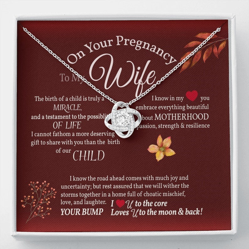 On Your Pregnancy to My Wife Gift, Love Knot Necklace