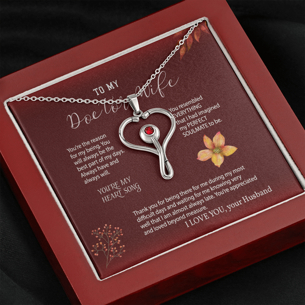 To My Doctor Wife Necklace, Gift from your Doctor Husband - Version 1 - Stethoscope Necklace