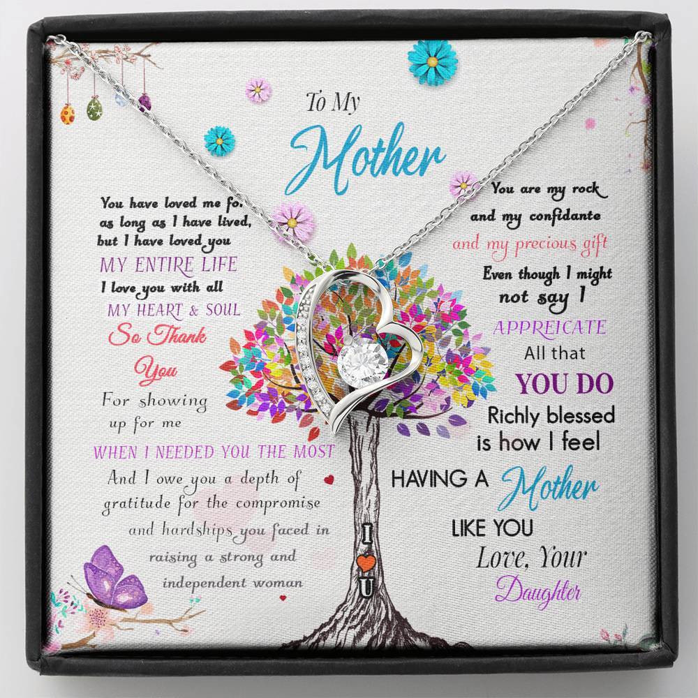 Mother Necklace from Daughter - Forever Love Necklace Gift for Mother